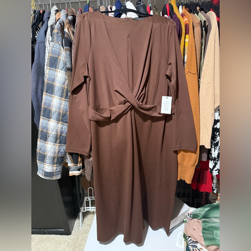 Eloquii Chocolate Long Sleeve Dress